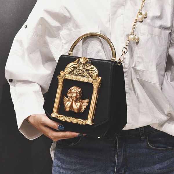 

baroque women's handbag vintage bag embossed pearl chain handbag shoulder bag