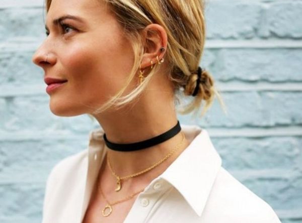 

european and american wide black flannel necklaces clothing choker ornaments, Golden;silver
