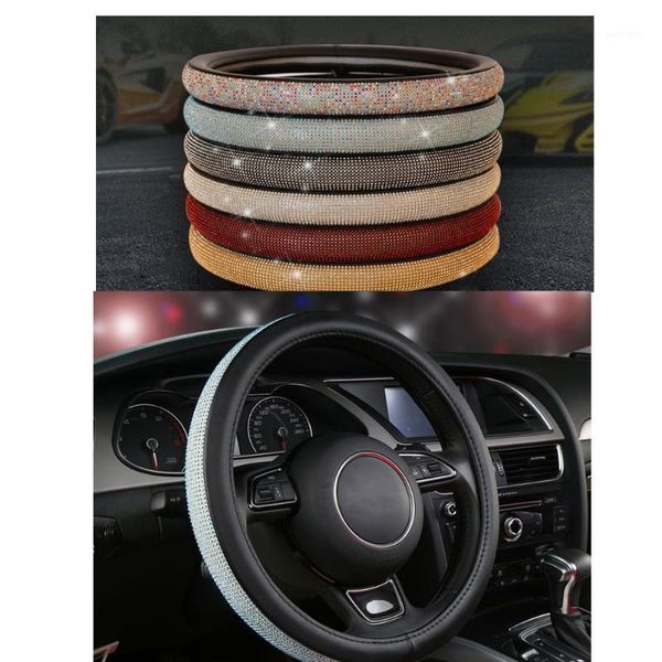 

bling diamond car steering wheel cover 38cm rhinestone+pu leather anti-slip1