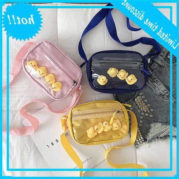 

2019 new ins super fire transparent duck canvas one shoulder messenger bag