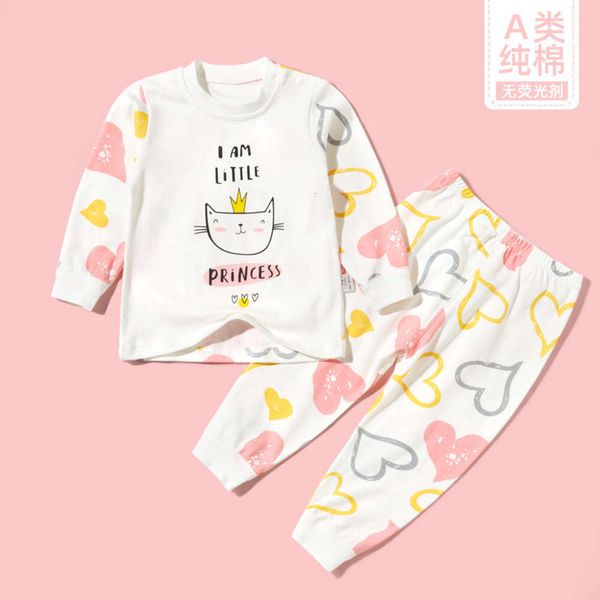 

cartoon and winter pajamas set baby long sve household autumn cloth two piece underwear children's wear, Blue;red