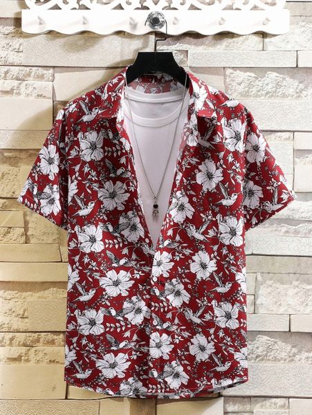 

men floral button up shirt without tee p3vd#, White;black