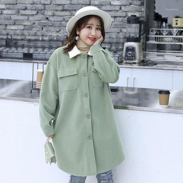 

2020 autumn and winter fashion women's mink velvet coat fat mm thin woolen woolen coat all-match1, Black