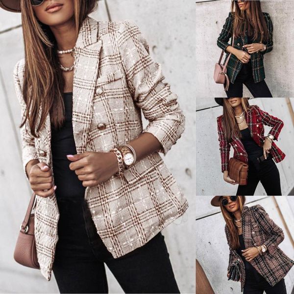 

women plaid check satin jacket formal cardigan pocket work office suit coat cardigan hooded jackets outdoor hiking windproof1, Black;brown