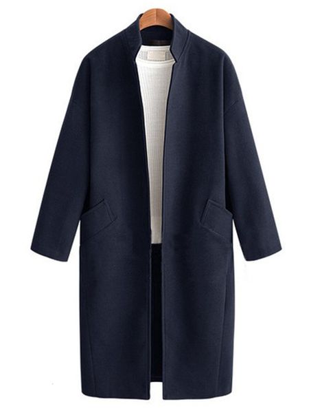 

big 2021 new female autumn and winter medium wide woolen cardigan coat women's wool jackets 7xvn, Black