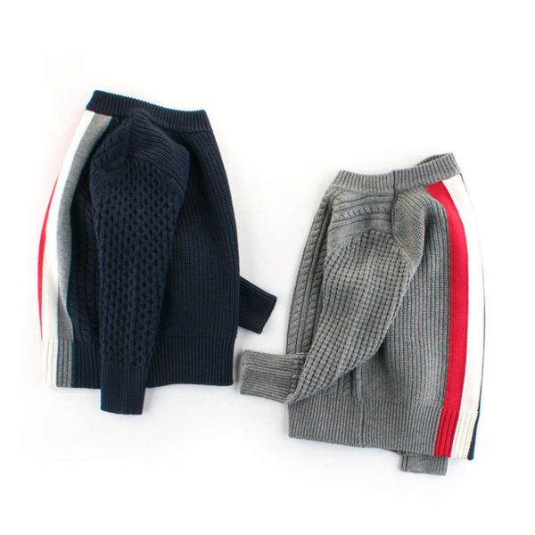 

children's korean wear autumn and winter round neck baby twist knitted sweater, Blue