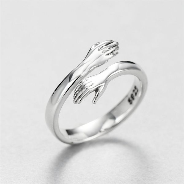 

s925 silver embracing open ring lovers embrace valentine's day gifts