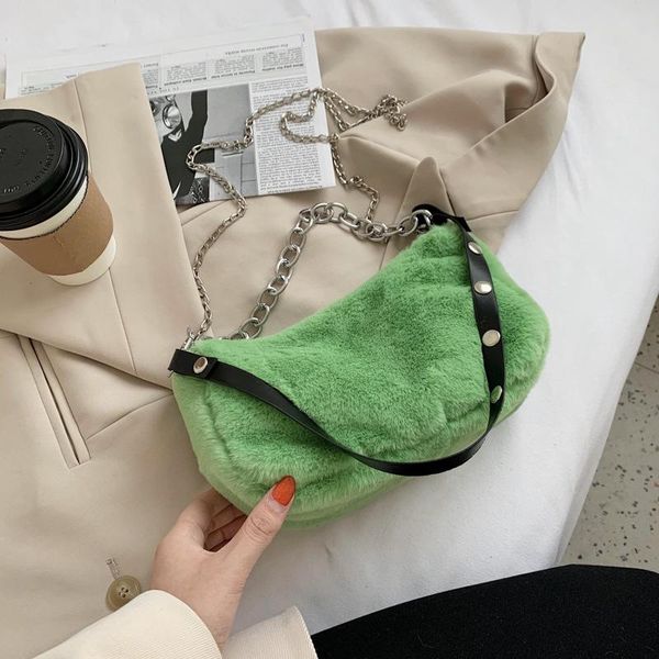 

autumn and winter on the new small fancy frills bag women'sbag 2021 pillow bag of versatile fur cross-body faux fur mini