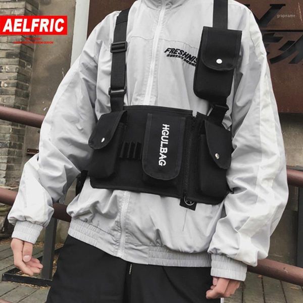 

aelfric high street fashion chest rig black waist bag multi-pockets hip hop streetwear functional tactical chest bag1
