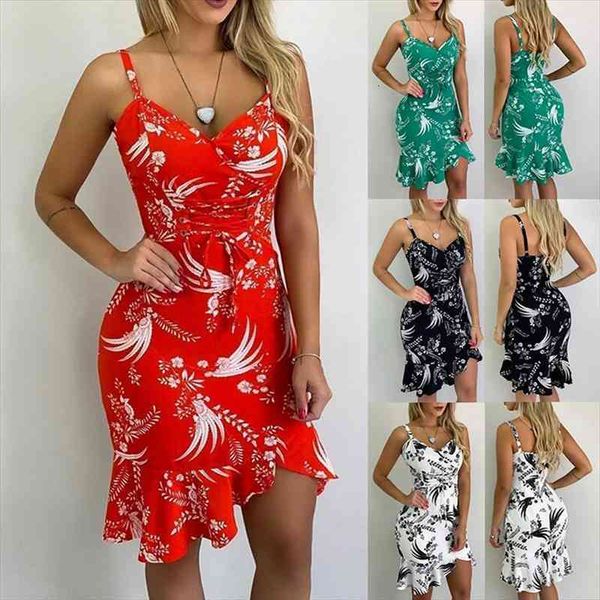 

womens fashion summer lotus v neck floral print tunic dress sleeveless bodycon dress, Black;gray