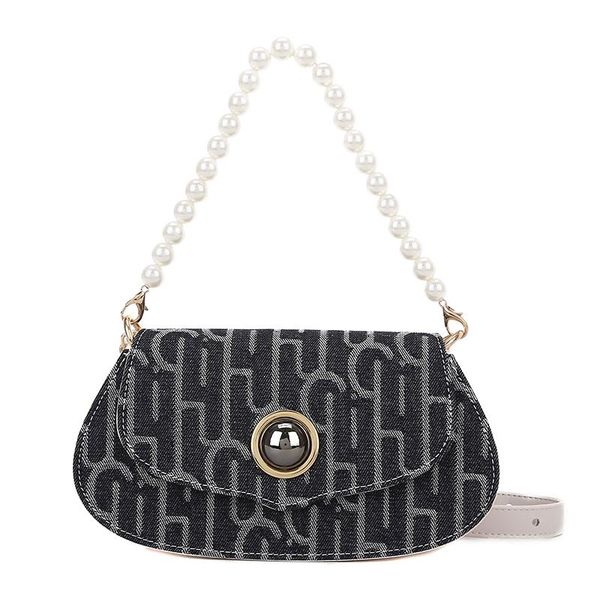 

womens shoulder bag new fashion print pearl one-shoulder trend instagram texture versatile hand chain cross-body bag