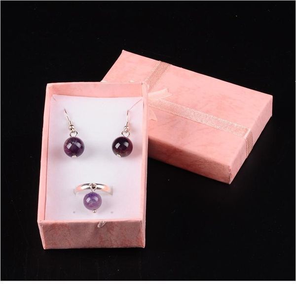 

cardboard jewelry boxes, with bowknot and sponge inside, rectangle, pink, 80x50x25mm cardboard qylpxz, Black;white