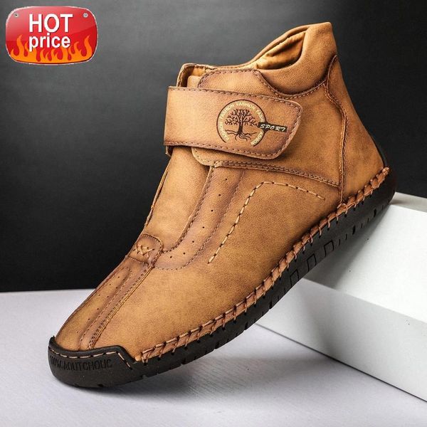 

new men's boots plush warm fur snow boots handmade winter ankle walking comfortable casual shoes38-48 #gw50