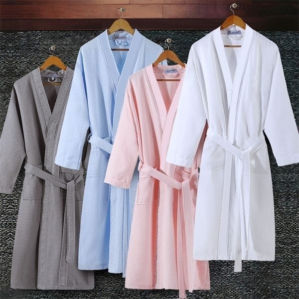 On Sale Lovers Summer Suck Water Kimono Accappatoio Uomo Plus Size Sexy Waffle Accappatoio Mens Vestaglia Uomo Lounge Robes 201111