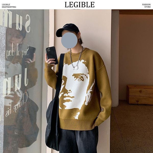 

legible hip hop funny printed sweater mens autumn winter designer pullover sweater male loose harajuku mens sweaters1, White;black