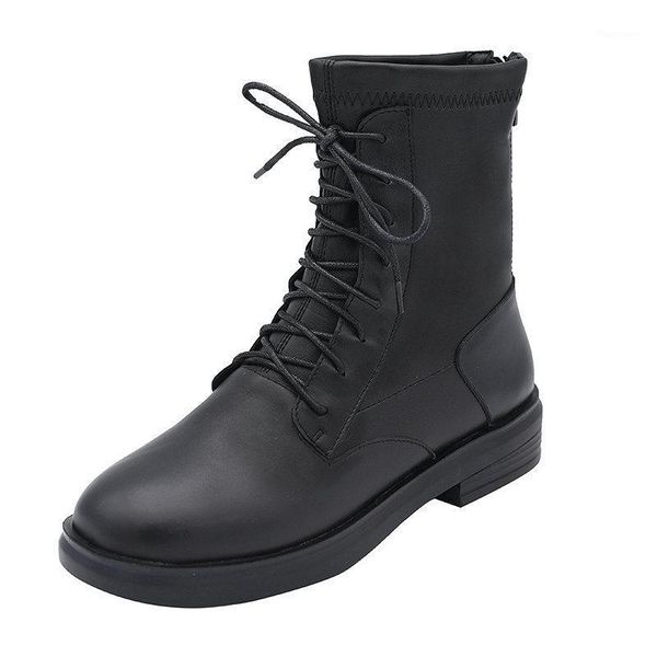 

2020 new women the genuine leather ankle boots autumn winter ladies motorcycle boots square heels party shoes woman1, Black