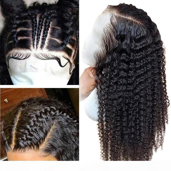 

360 lace frontal wigs 150% density deep wave human wig 360 lace headgea520, Black;brown