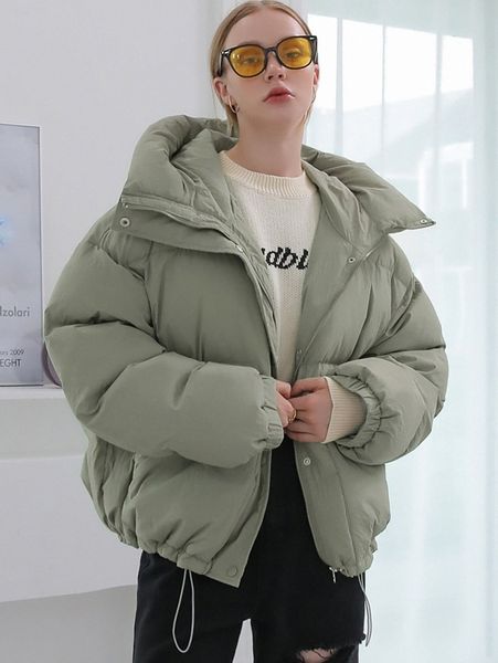 

coldbreak solid drawstring hooded winter coat 990w#, Black