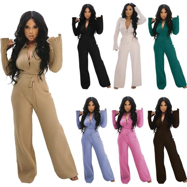 

casual elastic hight knitted suits autumn winter clothes for women buttons up flare sleeve ribbed wide leg pant 2 piece set, Gray