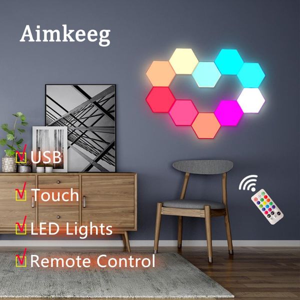 

wall lamp led honeycomb lights quantum hexagon light usb touch each can changeable color for bedroom living room decor lighting
