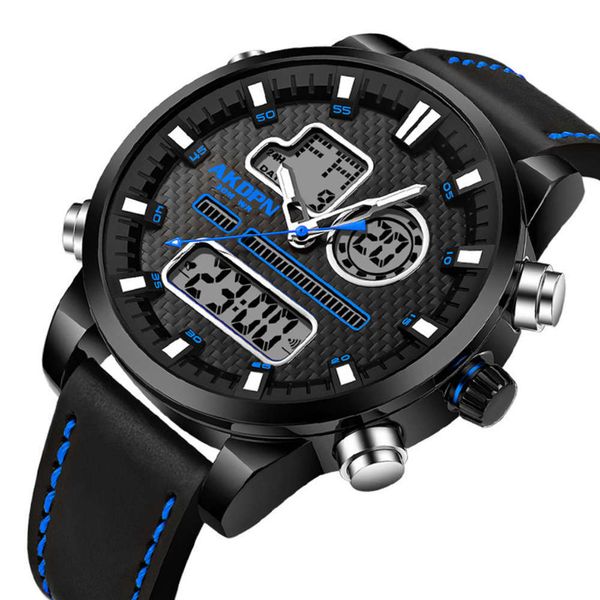 

akdpn electronic large dial domestic quartz multi-functional men's watch wwod, Slivery;brown