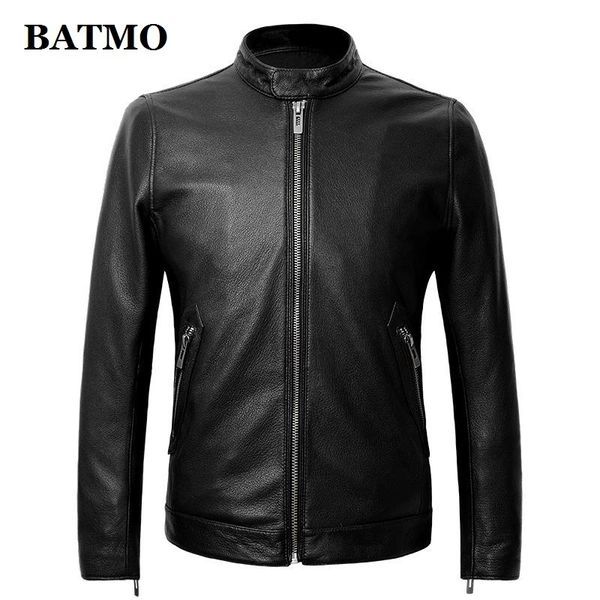 

batmo natural leather jackets men,men's slim real sheepskin jackets ,plus-size s- lj201029, Black