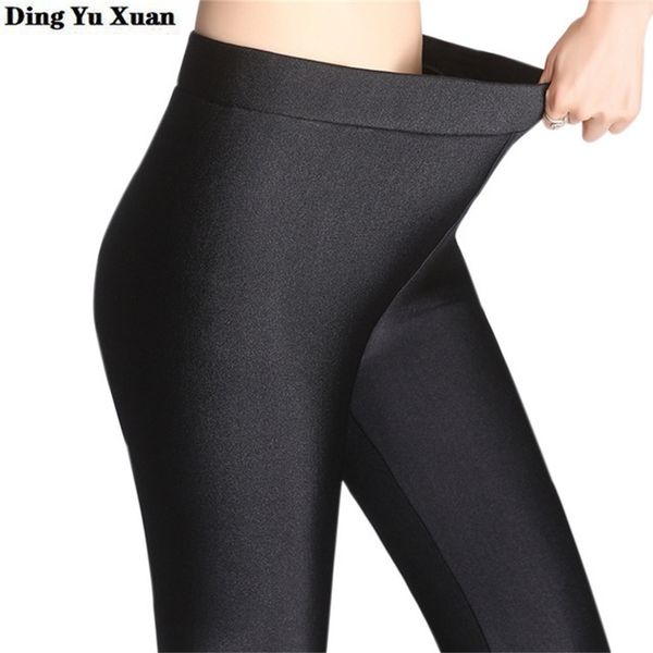 

autumn winter plus velvet leggings women high waist casual black legging pants womens warm fleeece shiny leggings stretchy 201203