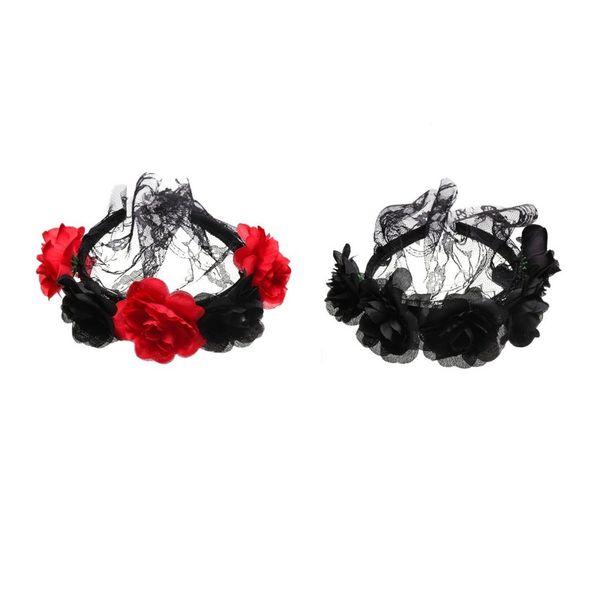 

rose flower lace veil headband halloween headbands party festival christmas hair band event & party supplies new arrival 130 k2