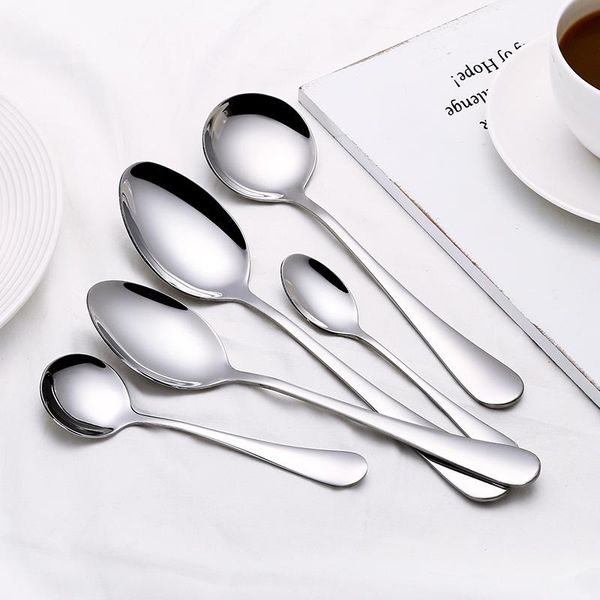 

spoons 5pcs set, stainless steel spoon dinner soup, table spoon, catering supplies, kitchen utensils, scoop set