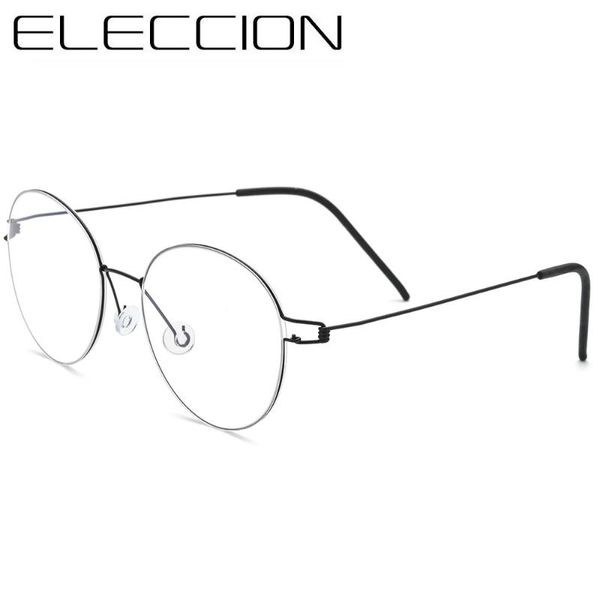 

fashion sunglasses frames eleccion ultralight screwless eyewear prescription eyeglasses frame men round myopia optical denmark korean glasse, Black