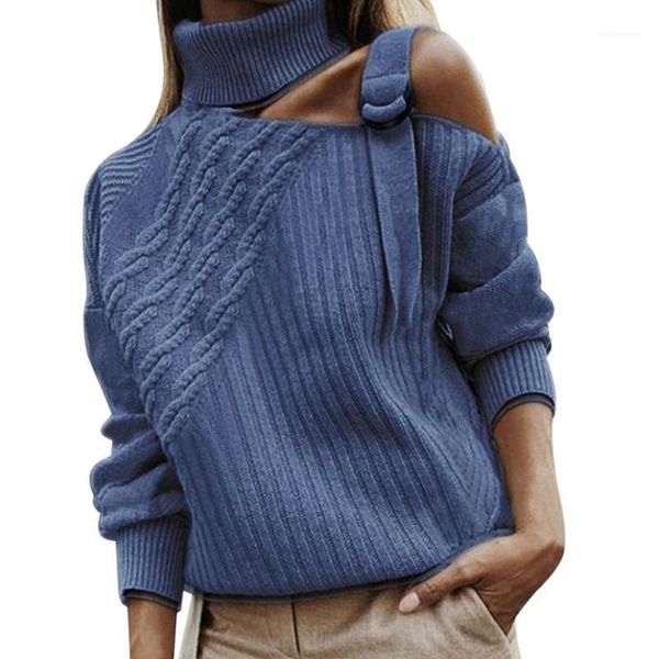 

casual solid women sweater shopping daily soft party long sleeve turtleneck cold shoulder warm autumn winter knitted1, White;black