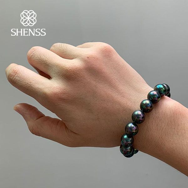 

elegant quality shell pearl bracelet colorful black 6-10mm pearl 14-21cm length