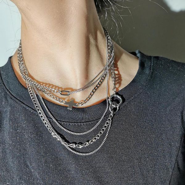 

2021 chic simple stainless steel silver color chain choker necklace collier femme fashion jewelry, Golden;silver