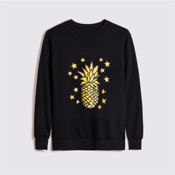 

men sweatshirts fashion cotton cozy long sleeve retro sweatshirt mens womens autumn winter hip hop pineapple stars sweatshirt, Black