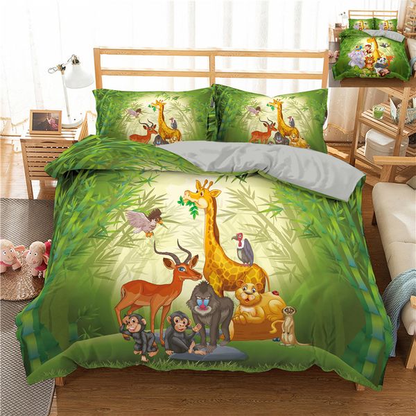 

giraffe panda printed 3d bedding set cartoon home decor queen size lightweight microfiber bedclothes soft duvet cover pillowcase