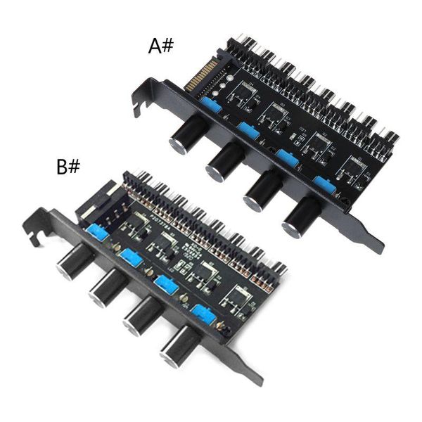 

fans & coolings pc 8 channels fan hub 4 knob cooling speed controller for cpu case hdd vga pwm pci bracket 12v control power supply