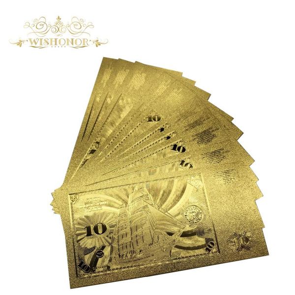 

10pcs lot nice germany 24k gold banknote 10 mark bill banknotes in 24k gold paper money replica for collection and gifts sqcmox pingtoy