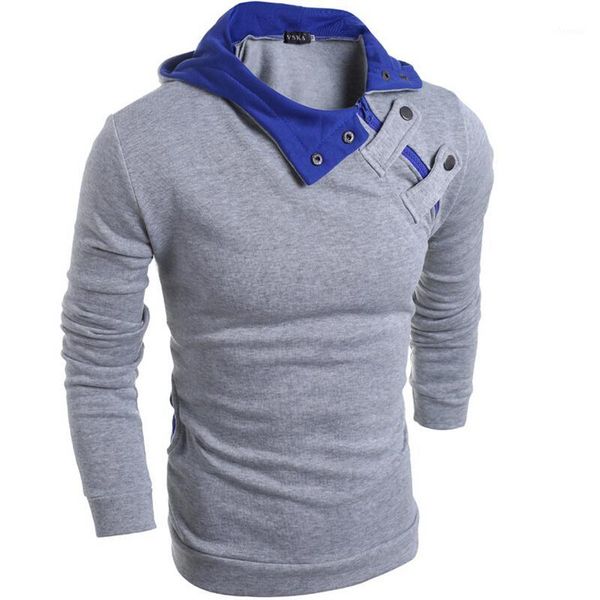 

2020 autumn winter mens fashion hooded sweater casual men's solid color oblique collar pullover long sleeve warm sweater 1, White;black