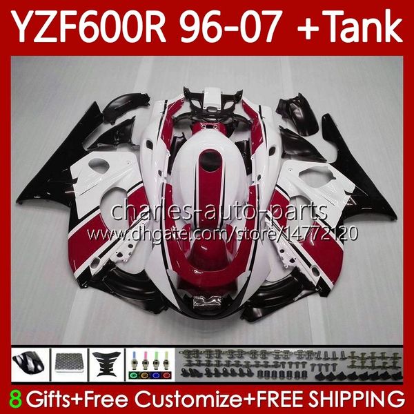 Verkleidungen + Tank für Yamaha YZF600R Thundercat YZF 600R 600 R 96 97 98 99 00 01 02 07 Karosserie 86No.122 YZF-600R 1996 2003 2004 2005 2006 2007 YZF600-R Rot weiß 96-07 Karosserie