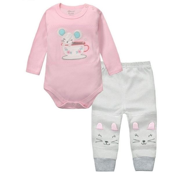 

2pcs baby girls boys clothes set long sleeve rompers and pants roupa infantil menina menino bebe newborn clothing china kf092 y200803, White
