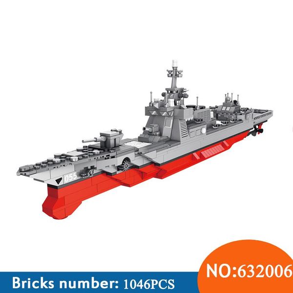 

new 632006 warship series battleship cruiser carrier missile 055 destroyer frigate assembled building blocks toys for children wmtsjv