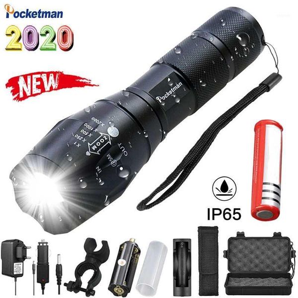 

most powerful led high power 5 mode xm-l t6 l2 v6 zoomable rechargeable focus waterproof torch 1*18650 or 3*1