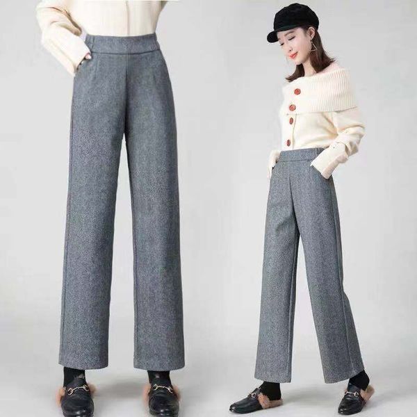 

quality wide leg women's zigzag 2020 spring and autumn new loose high waist drape woolen casual pants