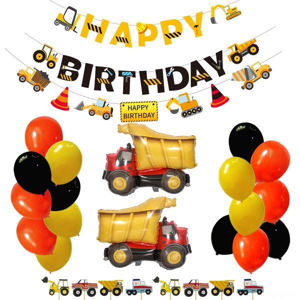 

r9ioy building banner fudxd party theme decoration cake balloon engineering car flag banner engineering aluminum film balloon cake car inser