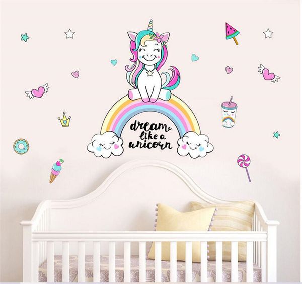 

kids sweet dream unicorn stickers for rooms bedroom living room decorative children wall decals christmas gift