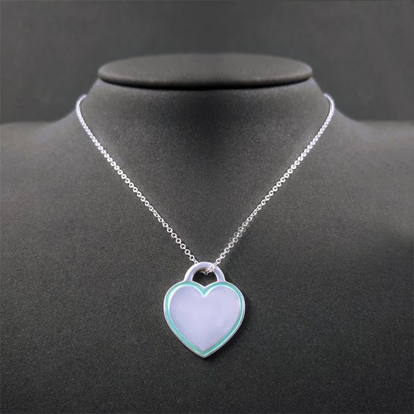 

2022 brand original jewelry designer necklace enamel heart pendant women's simple high-end sweater chain, Silver