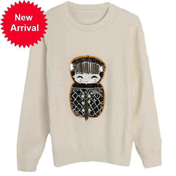 

2021 new autumn long-sleeved puzzle women sequin frisked toro from neck shirt black white new 2riw, White;black