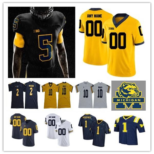 

custom college michigan wolverines football chase winovich tom brady joe milton joe milton charles woodson jim harbaugh roman wilson jersey, Black