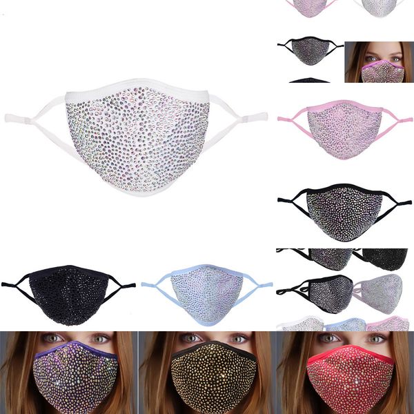 

factoryfactoyfashion dustproof face bling diamond protective mask pm2.5 mouth masks washable reusable women colorful rhi 2 nz3or