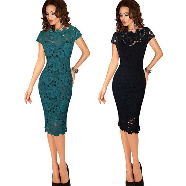 

women's elegant lace pencil skirt cut out tight dress, Black;gray